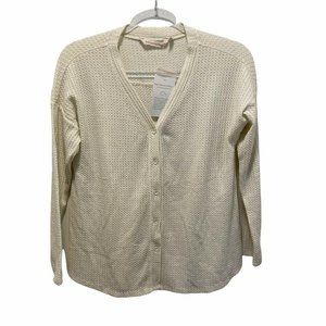 Soft Surroundings Ivory Cream Waffle Knit Top PS